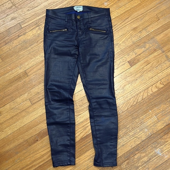 Current Elliott The Soho Zip Stiletto Blue Coated Jeans - Picture 3 of 7